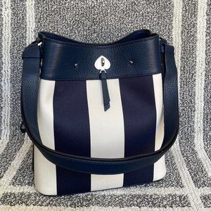 Kate Spade Marti Large Bucket Bag Even Stripe Blazer Blue
